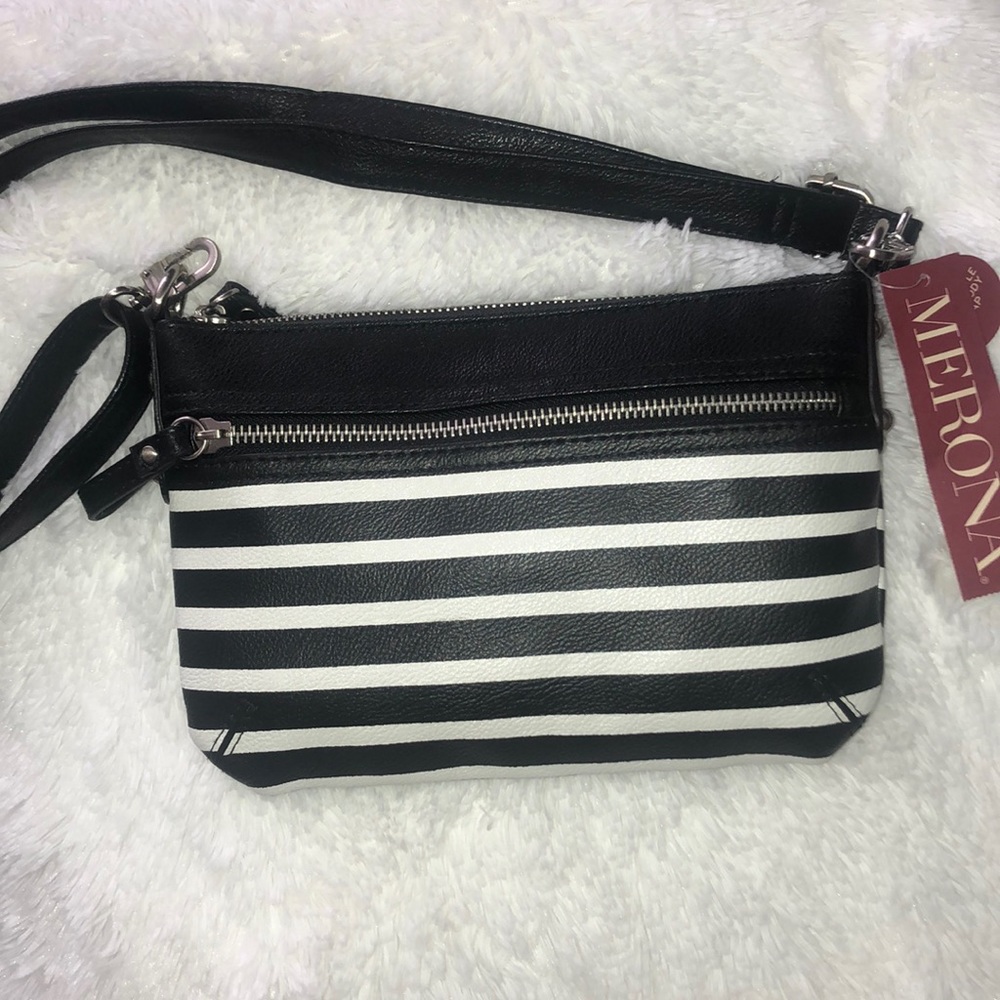 Merona Crossbody Black & White Printed Stripe